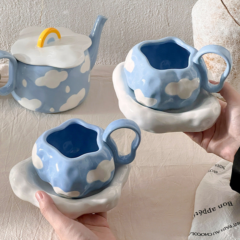 Teatime with your friends using ceramic cloud dreamy tea set