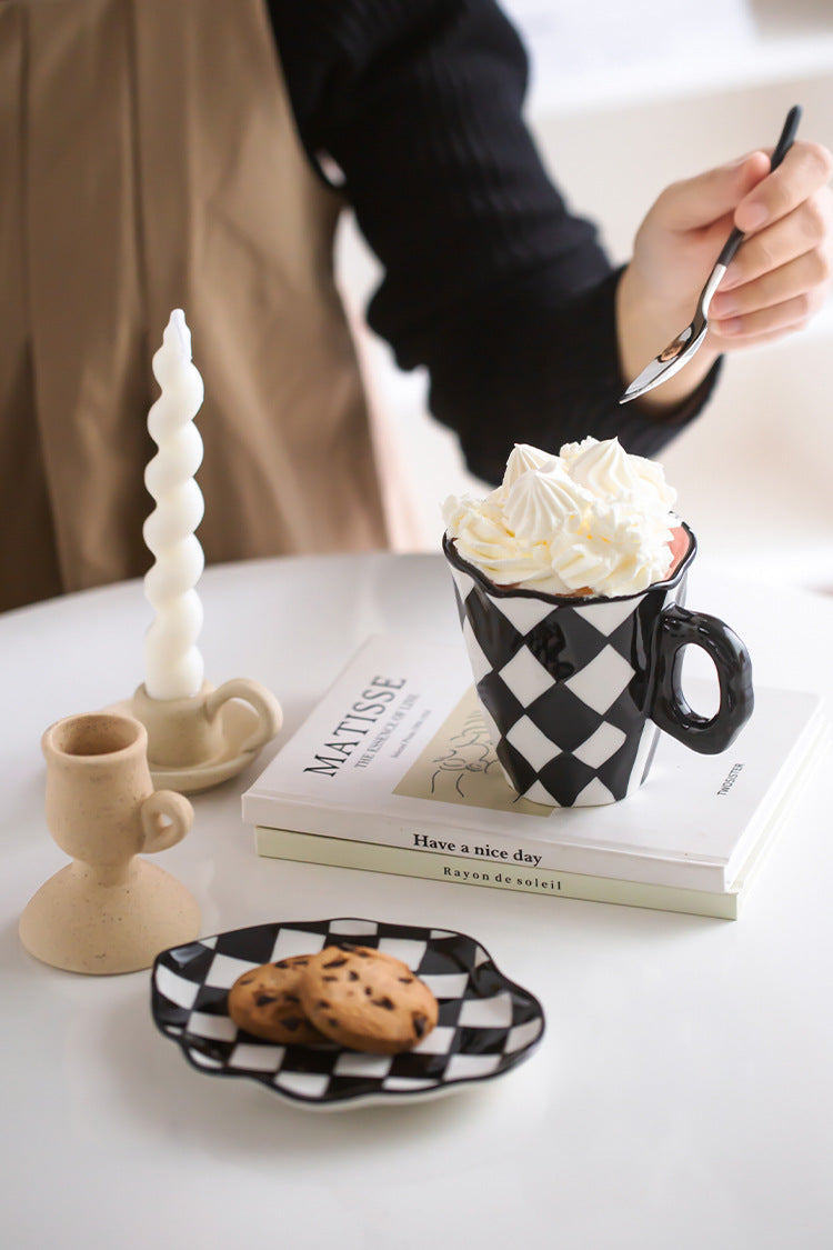 Everyday joy ceramic teacup - white black