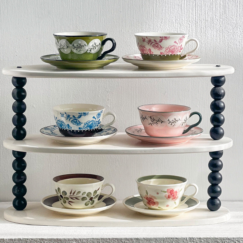 Vintage Botanical Coffee Cups - six