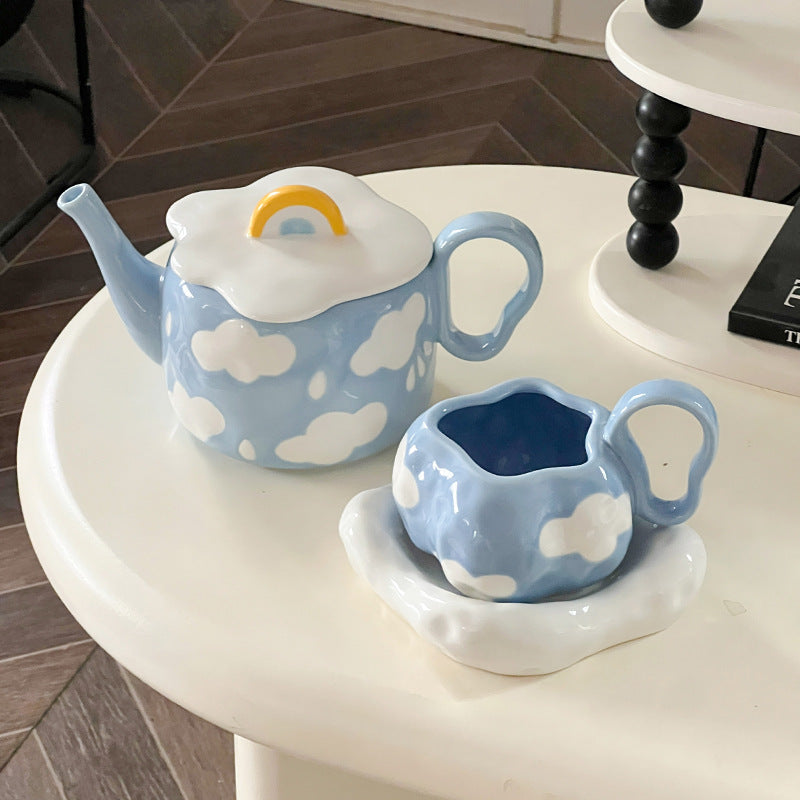 Ceramic cloud dreamy tea pot set sideview