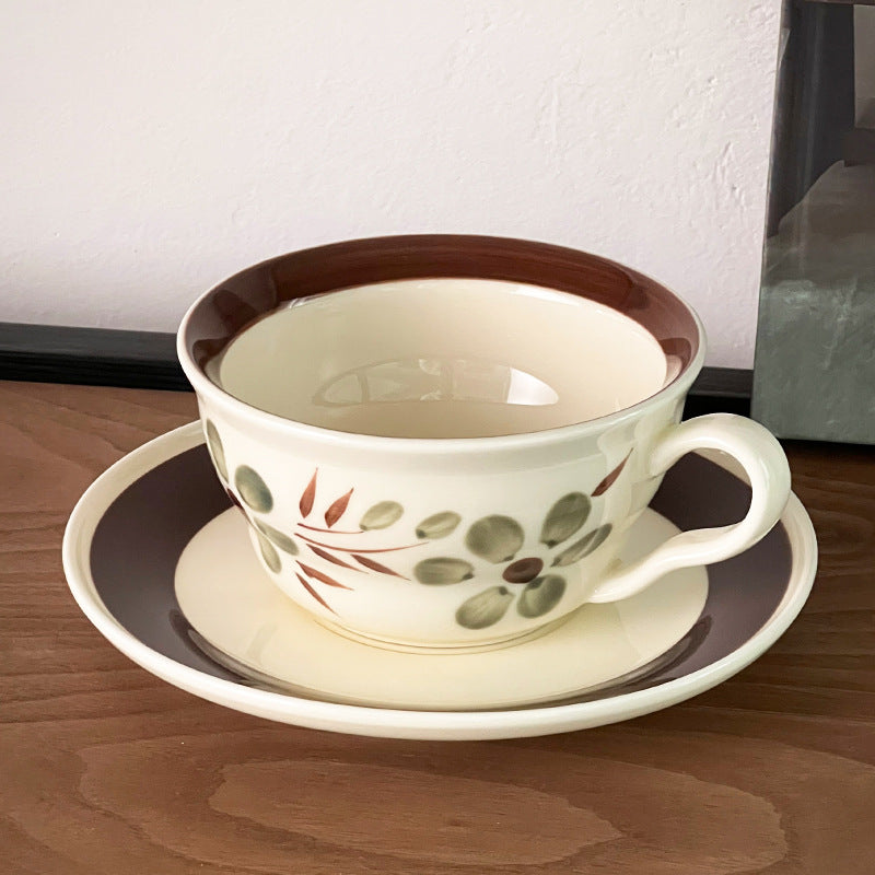 Vintage Botanical Coffee Cups - brown flower