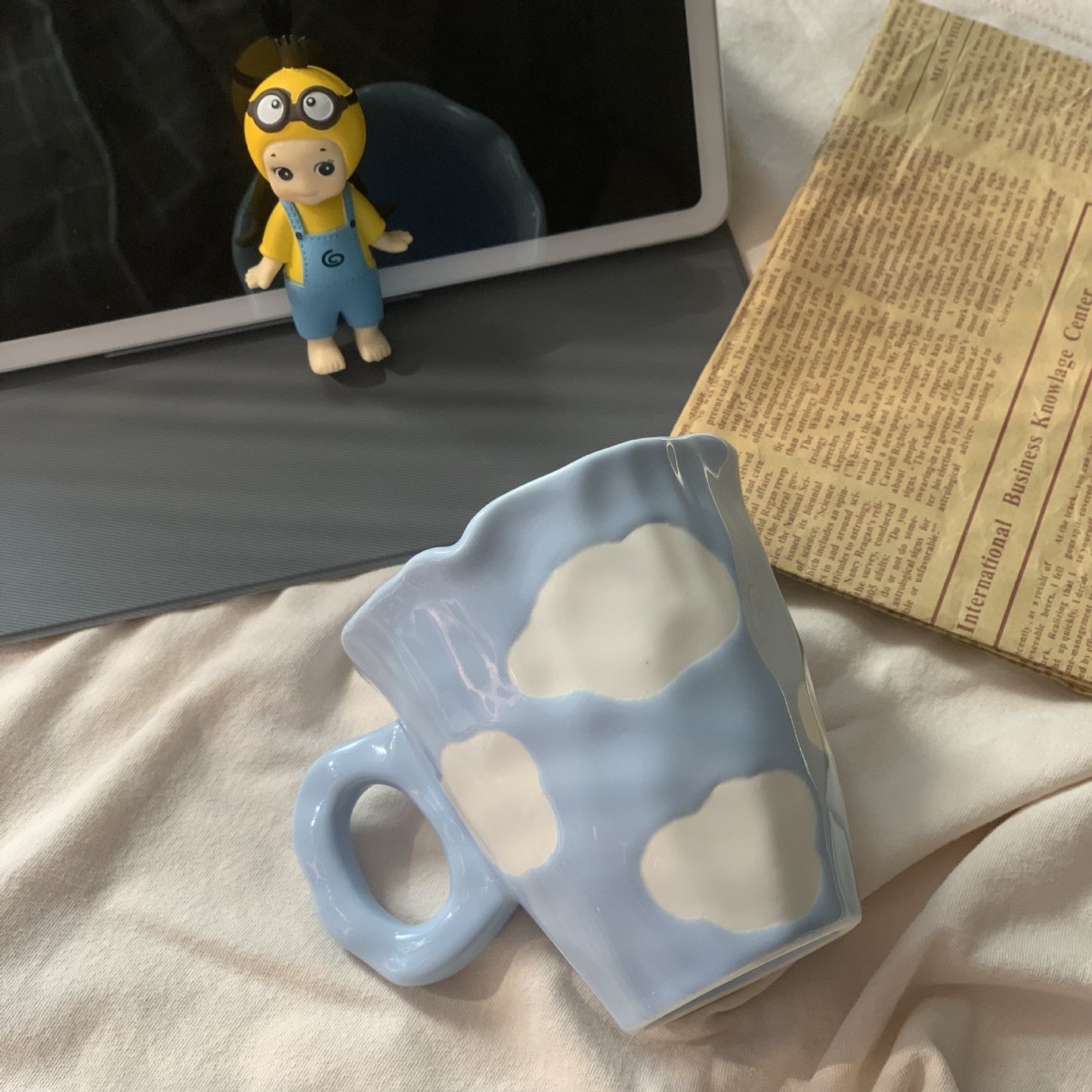 Everyday joy ceramic mug side view - cloud