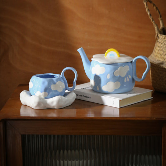 Ceramic cloud dreamy teapot and teacup