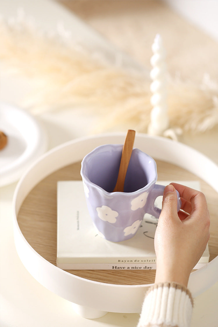 Everyday joy ceramic mug - purple flower