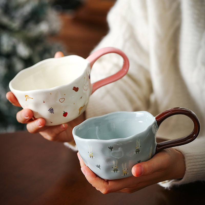 Holding Cute Illustrated Ceramic Coffee Cups