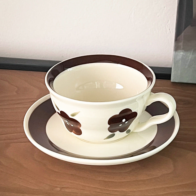 Vintage Botanical Coffee Cups - brown floral cup