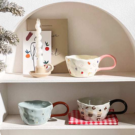 Cute Illustrated Ceramic Coffee Cups