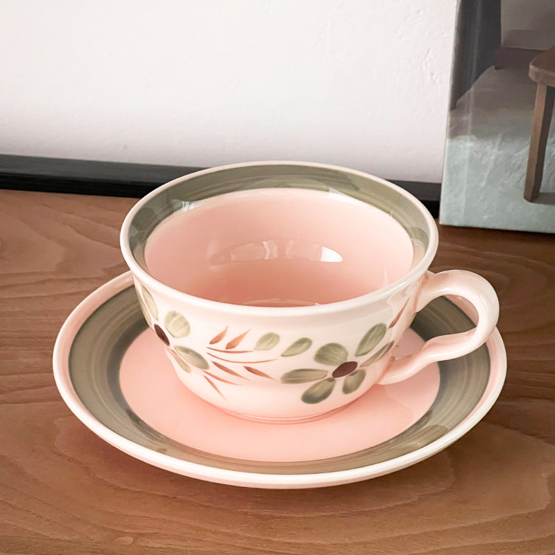 Vintage Botanical Coffee Cups - pink flower
