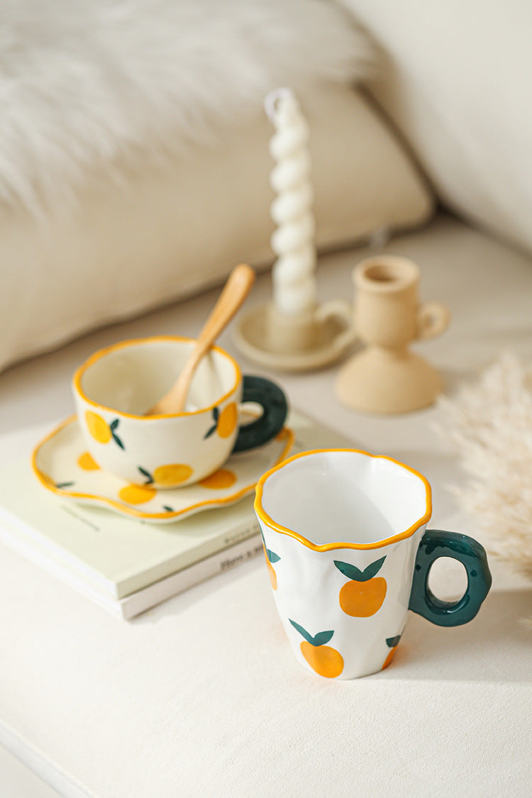 Everyday joy ceramic teacup and mug - orange