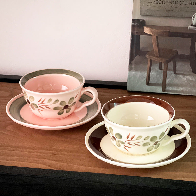 Vintage Botanical Coffee Cups - floral series top view