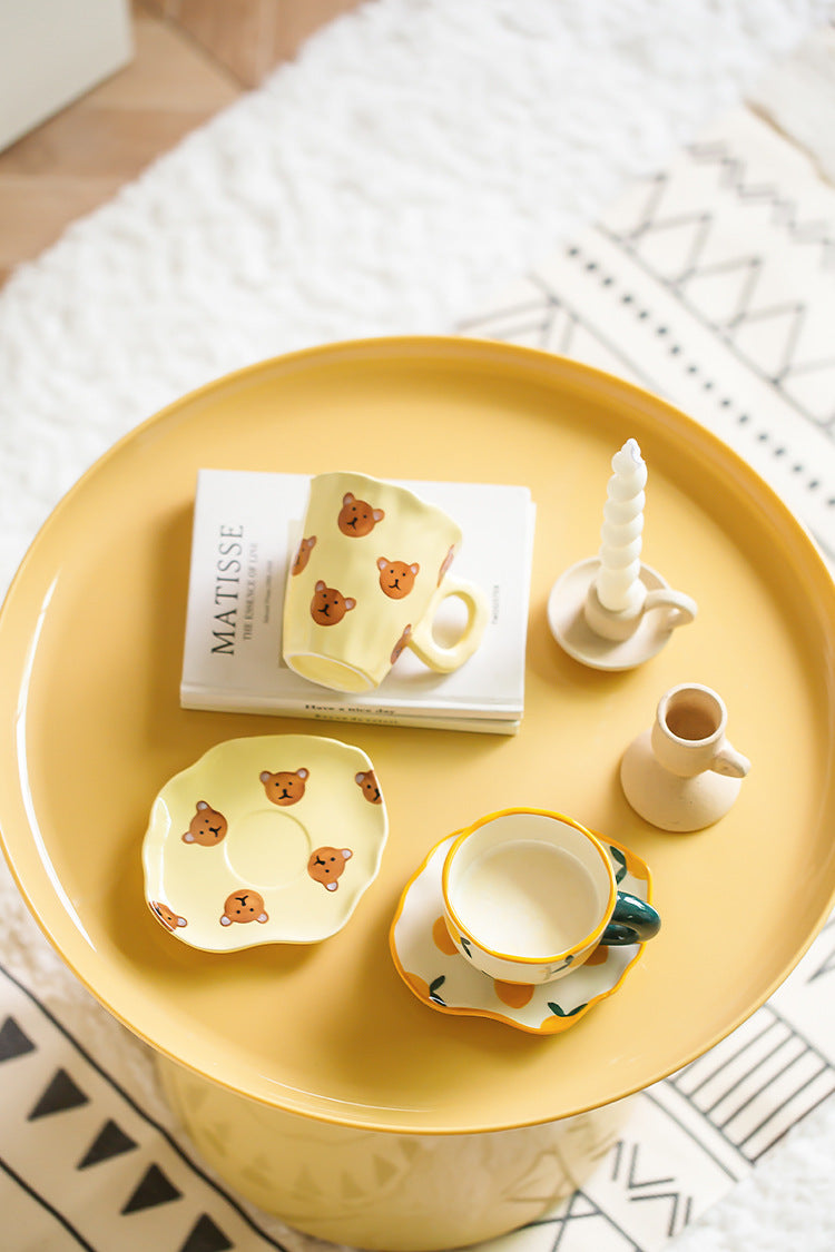 Everyday joy ceramic teacup - yellow orange