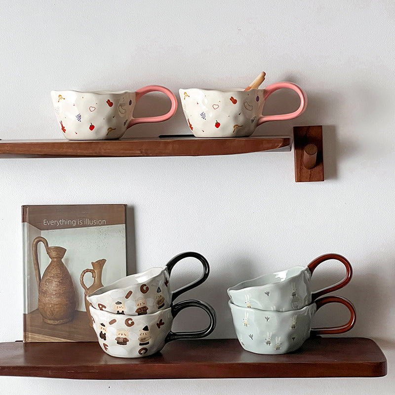 Cute Illustrated Ceramic Coffee Cups overview