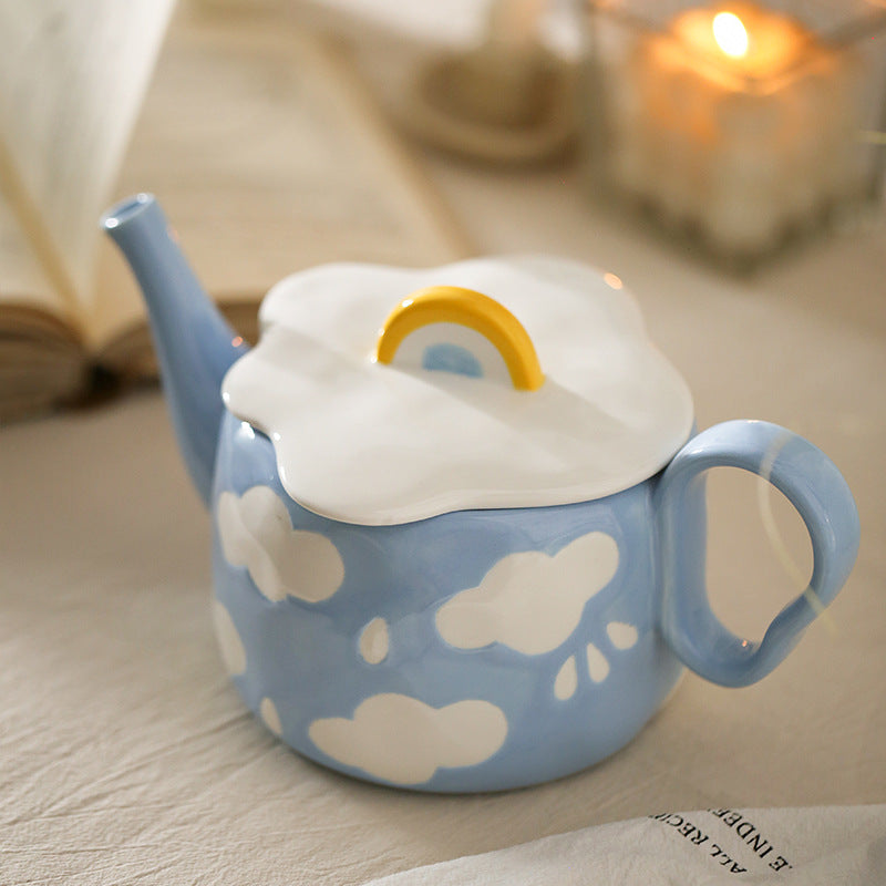 Ceramic cloud dreamy teapot side view