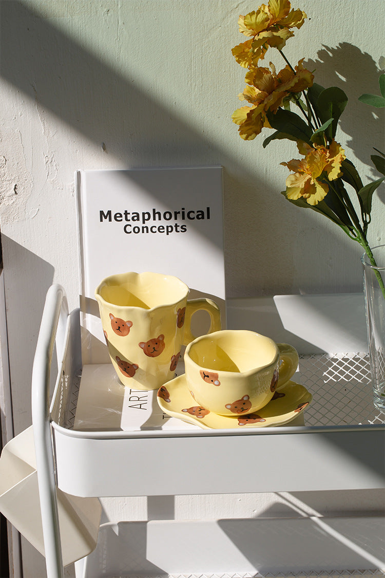Colorful teatime cup and saucer - yellow