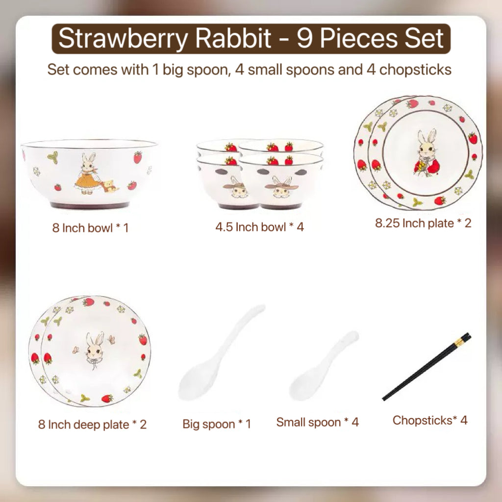 Strawberry Rabbit Dinnerware Set