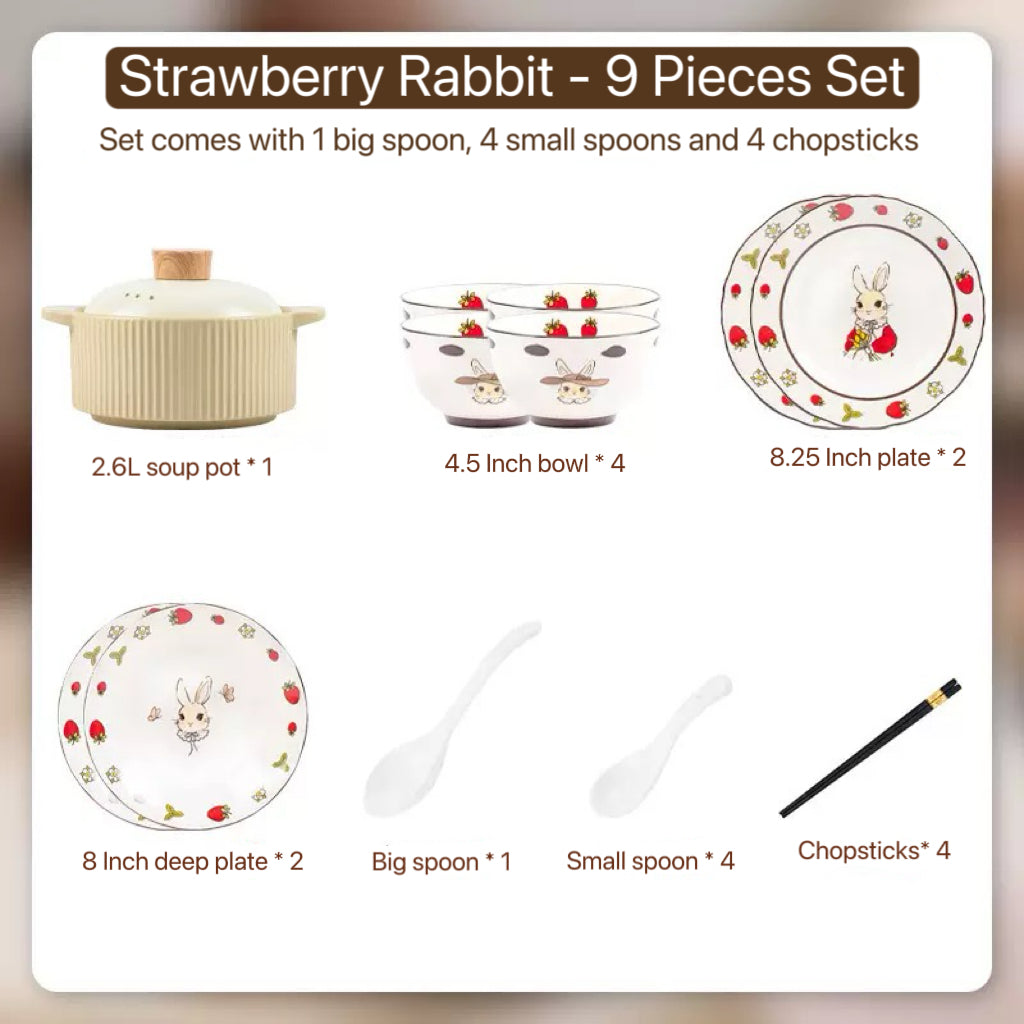 Strawberry Rabbit Dinnerware Set