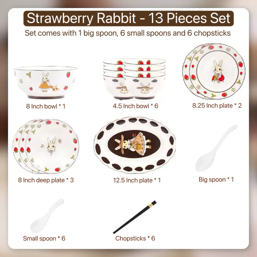 Strawberry Rabbit Dinnerware Set