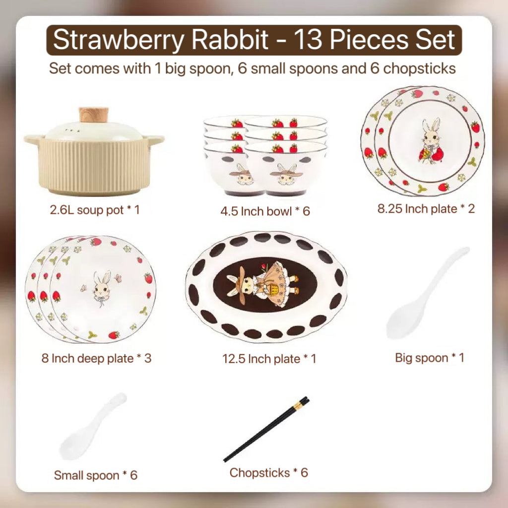 Strawberry Rabbit Dinnerware Set