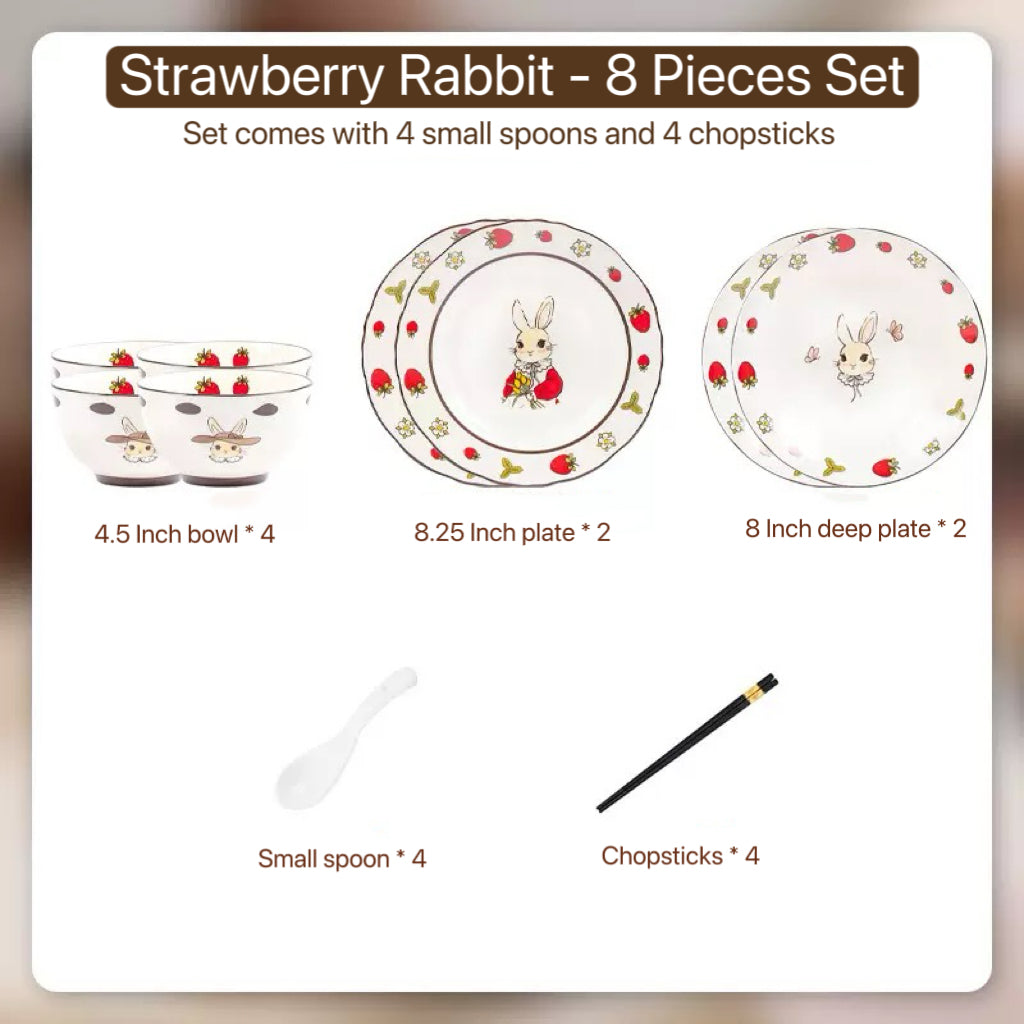 Strawberry Rabbit Dinnerware Set