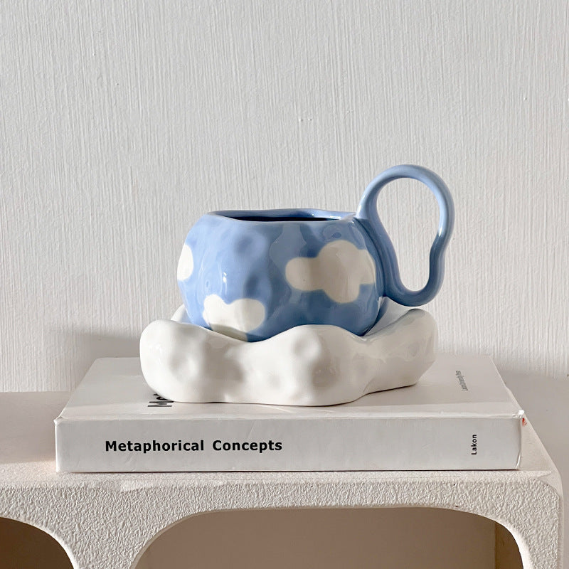 Ceramic cloud dreamy teacup with cloud saucer