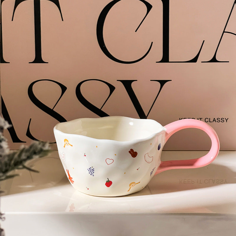 Cute Illustrated Ceramic Coffee Cups - white fruits