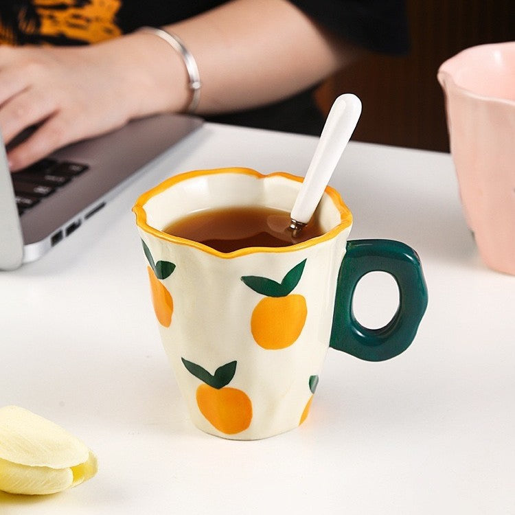 Teatime with Everyday joy ceramic mug - white orange